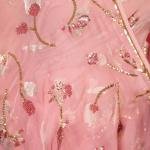 Dusky Pink Pure Chiffon Saree with Aari Sequins Jaal Work | Zardozi, Dabka | Jaipurio Shaded Saree